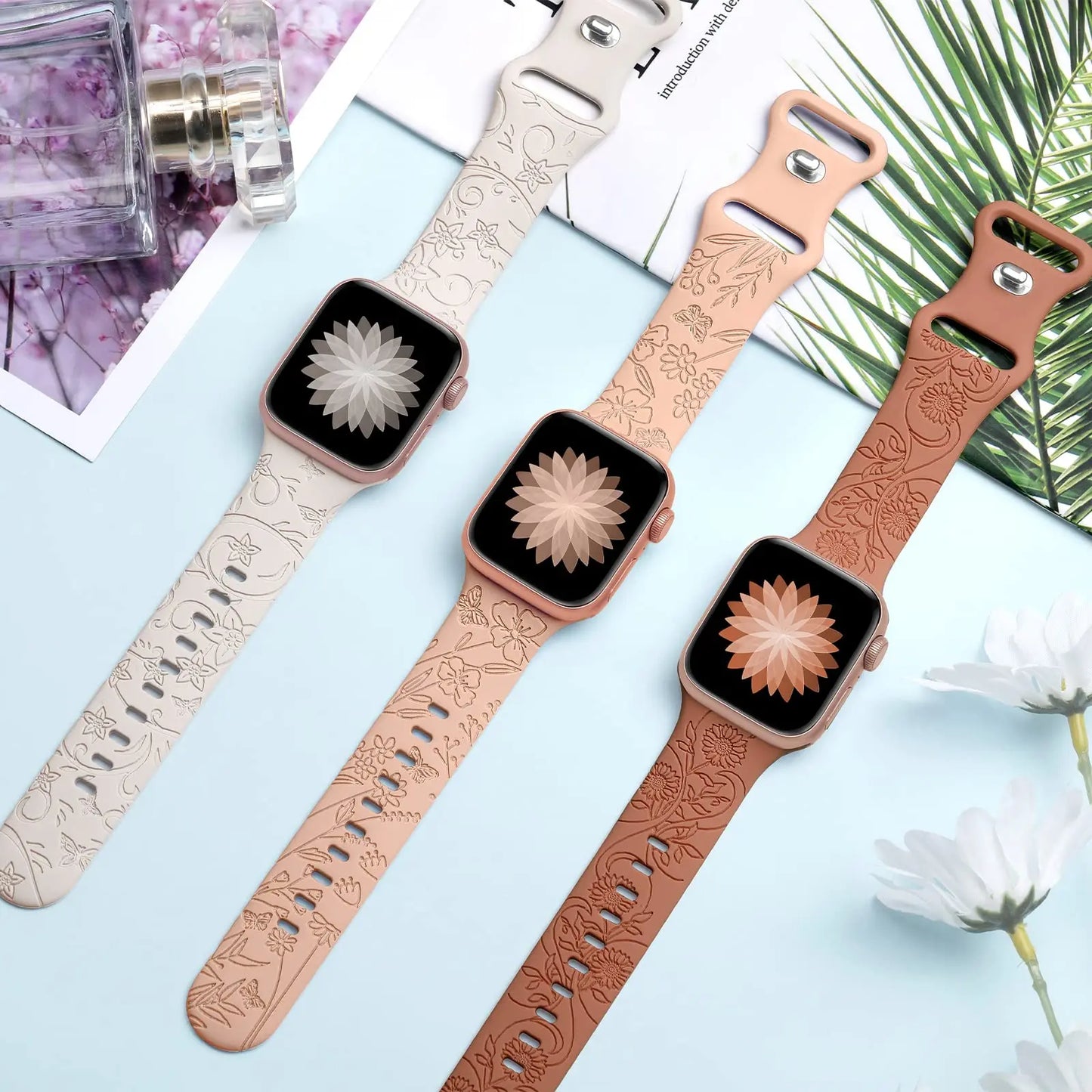 Floral Engraved Strap For Apple Watch