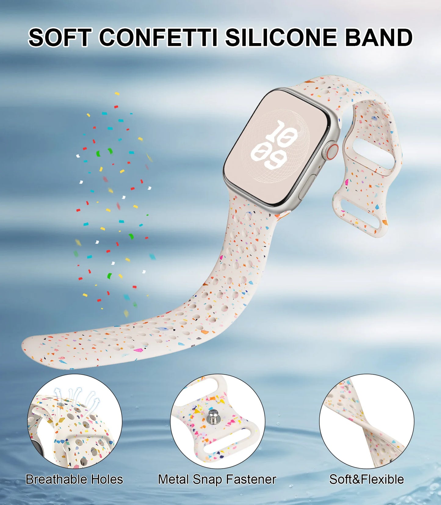 Soft Confetti Silicone Band for Apple watch